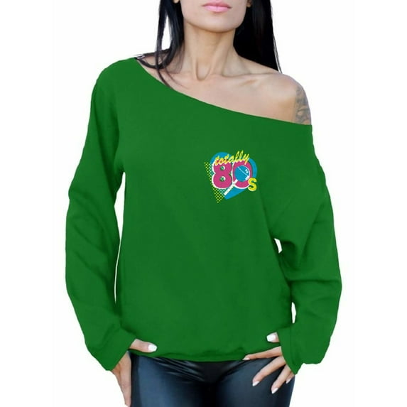 Awkward Styles Totally 80's Pocket Off the Shoulder Sweatshirt 80s Accessories Retro Sweater for Women 80's Costume Tops 80s Women's Retro Party Outfit 80's Slouchy Sweatshirt 80's Clothes for Her