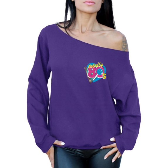 Awkward Styles Totally 80's Pocket Off the Shoulder Sweatshirt 80s Accessories Retro Sweater for Women 80's Costume Tops 80s Women's Retro Party Outfit 80's Slouchy Sweatshirt 80's Clothes for Her
