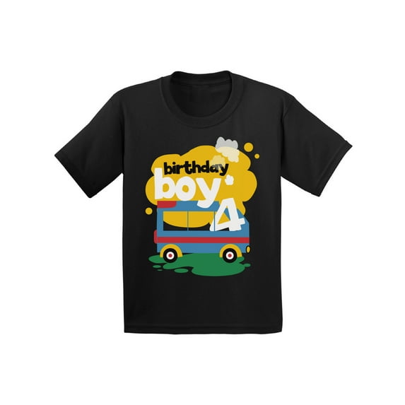 Awkward Styles Toy Truck Birthday Boy Toddler Shirt 4th Birthday Shirt for Toddler Boys Truck Themed Birthday Party Fourth Birthday Gifts for 4 Year Old Boy Cute Birthday Outfit Birthday Boy Shirt