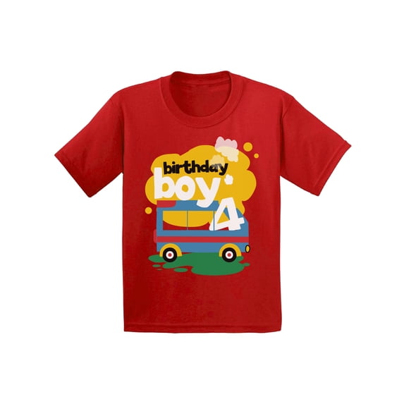Awkward Styles Toy Truck Birthday Boy Toddler Shirt 4th Birthday Shirt for Toddler Boys Truck Themed Birthday Party Fourth Birthday Gifts for 4 Year Old Boy Cute Birthday Outfit Birthday Boy Shirt