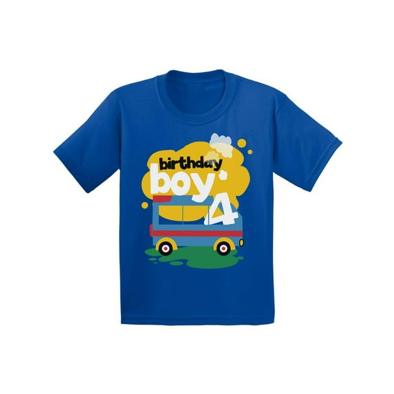 Awkward Styles Toy Truck Birthday Boy Toddler Shirt 4th Birthday Shirt for Toddler Boys Truck Themed Birthday Party Fourth Birthday Gifts for 4 Year Old Boy Cute Birthday Outfit Birthday Boy Shirt