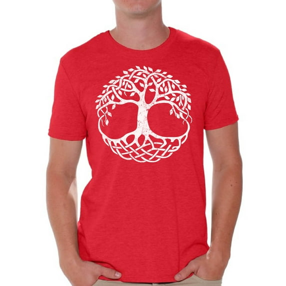 Awkward Styles Tree of Life T Shirt for Men Christian Mens Shirts Christian Clothes for Men Religious Shirt Christian Birthday Gifts Jesus Shirts Coffee Clothing Tree of Life Patterned Mens Shirt