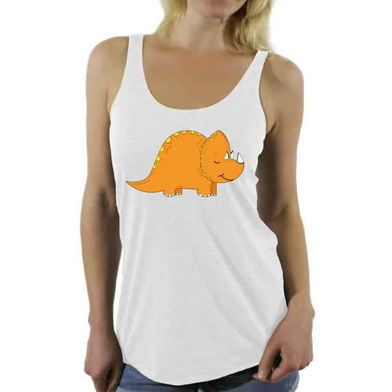 Awkward Styles Triceratops Racerback Tank Top for Her Dinosaur Tanks Triceratops Racerback Shirts Animal Shirts for Women Triceratops Outfit Dinosaur Themed Party Dinosaur Gifts for Women