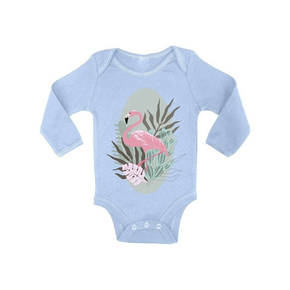Awkward Styles Tropical Flamingo Baby Bodysuit Long Sleeve Pink Flamingo Romper for Boys Summer One Piece for Girls Pink Flamingo Romper for Children Nice Flamingo Gifts for Little One Summer Clothing