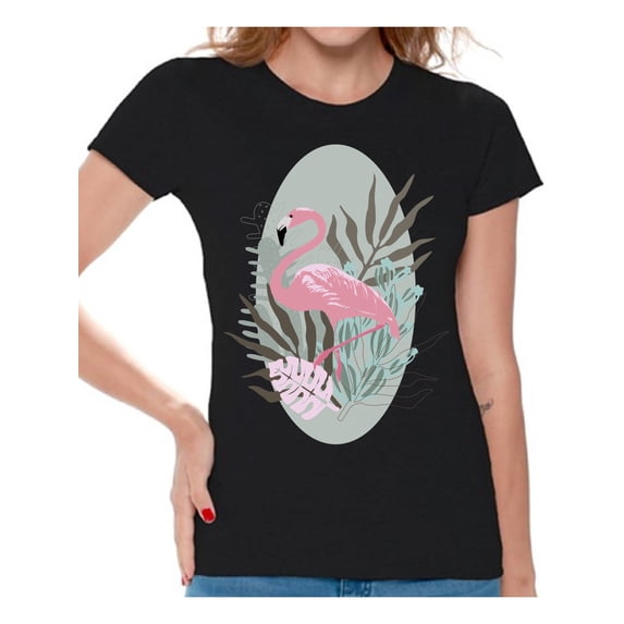 Awkward Styles Tropical Flamingo Womens T-Shirt Pink Flamingo Tshirt for Women Summer Gifts for Girlfriend Pink Flamingo Shirts Flamingo Clothing Collection for Women Summer T Shirt for Her Cute Shirt