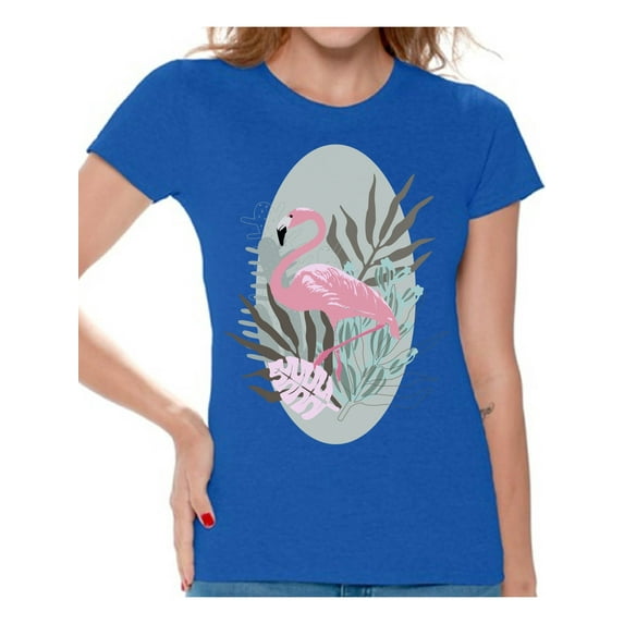 Awkward Styles Tropical Flamingo Womens T-Shirt Pink Flamingo Tshirt for Women Summer Gifts for Girlfriend Pink Flamingo Shirts Flamingo Clothing Collection for Women Summer T Shirt for Her Cute Shirt