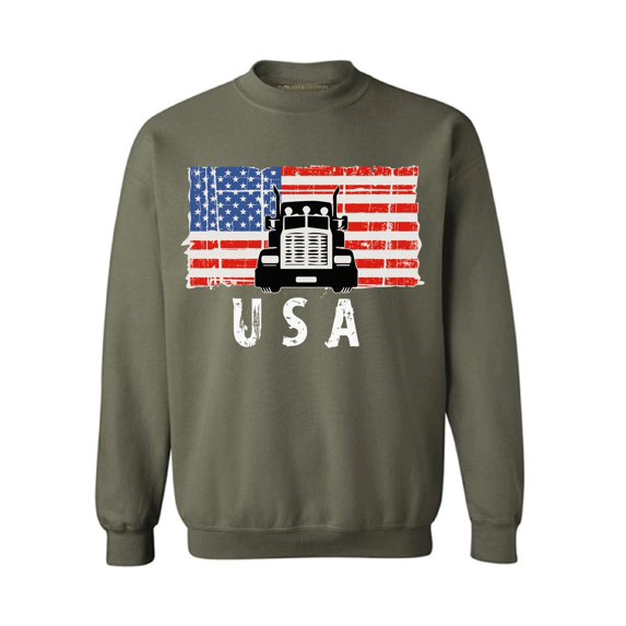 Awkward Styles Truck USA Crewneck Love USA Truck Sweatshirt for Men Red White and Blue Truck Sweatshirt for Women 4th of July Gifts USA Patriotic Men Women Sweater 4th of July Party