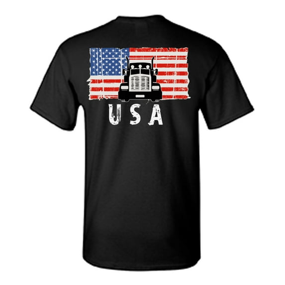 Awkward Styles Truck USA Men Shirt Gifts for Men USA Truck Driver T shirt for Men One Nation USA Flag Men Tshirt I'm American Vintage USA T-shirt for Men 4th of July Gifts Flag Print on the Back Only