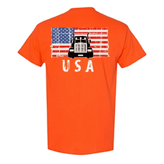 Awkward Styles Truck USA Men Shirt Gifts for Men USA Truck Driver T shirt for Men One Nation USA Flag Men Tshirt I'm American Vintage USA T-shirt for Men 4th of July Gifts Flag Print on the Back Only