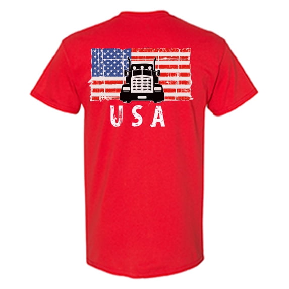 Awkward Styles Truck USA Men Shirt Gifts for Men USA Truck Driver T shirt for Men One Nation USA Flag Men Tshirt I'm American Vintage USA T-shirt for Men 4th of July Gifts Flag Print on the Back Only