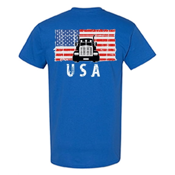 Awkward Styles Truck USA Men Shirt Gifts for Men USA Truck Driver T shirt for Men One Nation USA Flag Men Tshirt I'm American Vintage USA T-shirt for Men 4th of July Gifts Flag Print on the Back Only