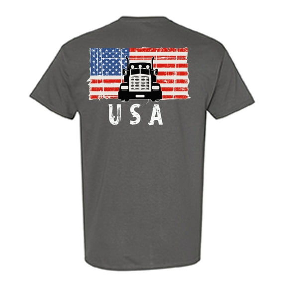 Awkward Styles Truck USA Men Shirt Gifts for Men USA Truck Driver T shirt for Men One Nation USA Flag Men Tshirt I'm American Vintage USA T-shirt for Men 4th of July Gifts Flag Print on the Back Only