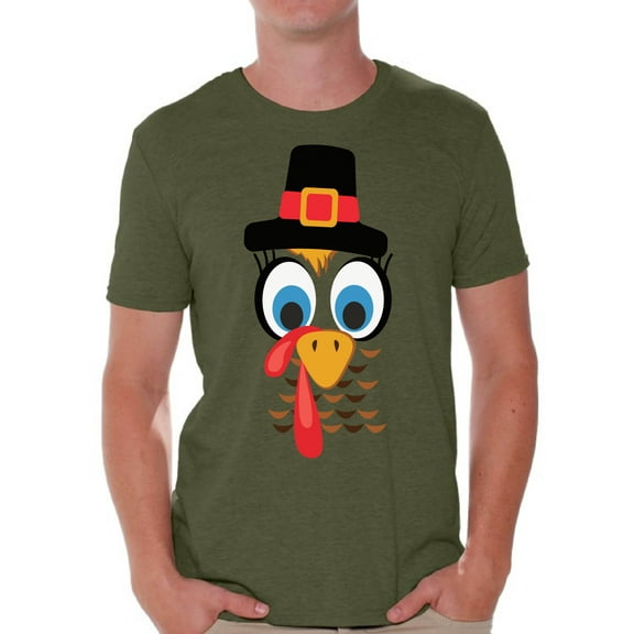 Awkward Styles Turkey Shirt for Men Thanksgiving Turkey Face T-Shirt