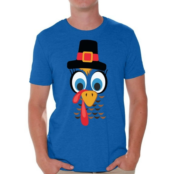 Awkward Styles Turkey Shirt for Men Thanksgiving Turkey Face T-Shirt