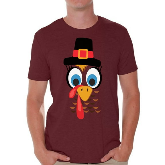 Awkward Styles Turkey Shirt for Men Thanksgiving Turkey Face T-Shirt