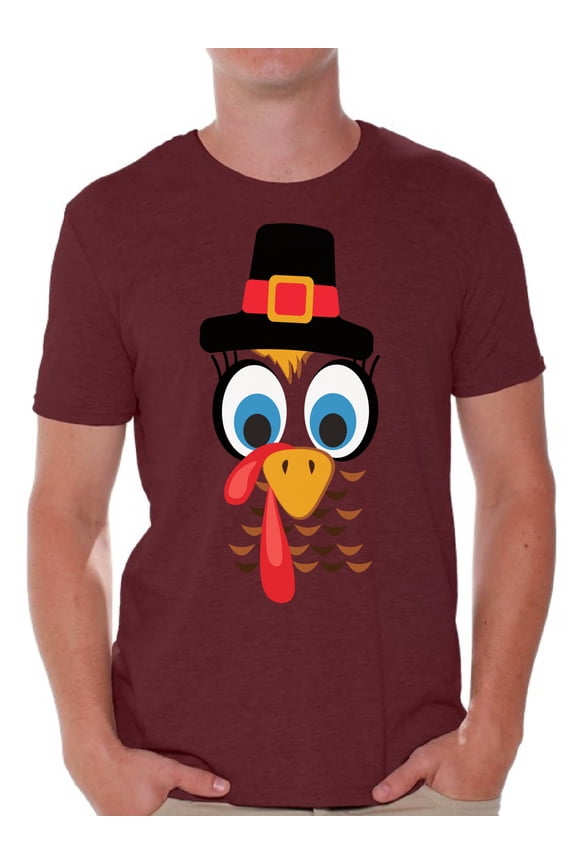 Turkey Shirt for Men Thanksgiving Turkey Face T-Shirt