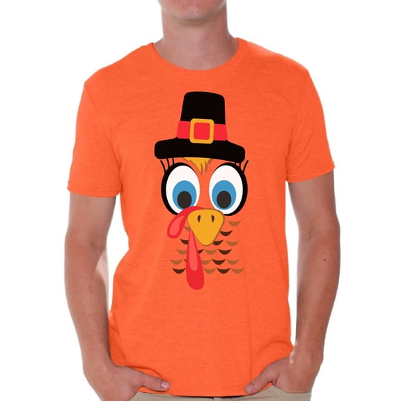 Awkward Styles Turkey Shirt for Men Thanksgiving Turkey Face T-Shirt