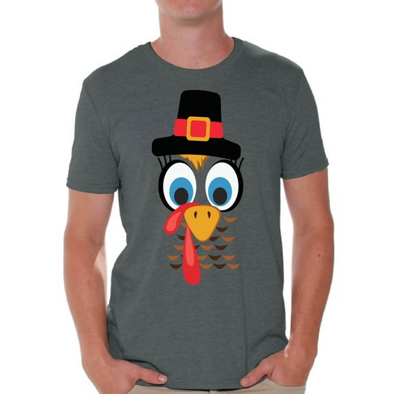 Awkward Styles Turkey Shirt for Men Thanksgiving Turkey Face T-Shirt