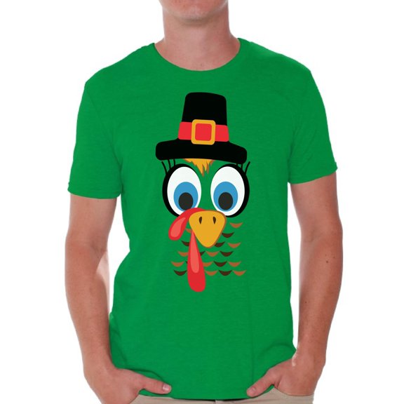 Awkward Styles Turkey Shirt for Men Thanksgiving Turkey Face T-Shirt