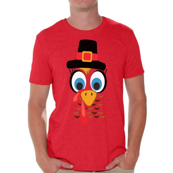 Awkward Styles Turkey Shirt for Men Thanksgiving Turkey Face T-Shirt