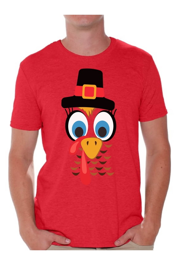 Turkey Shirt for Men Thanksgiving Turkey Face T-Shirt