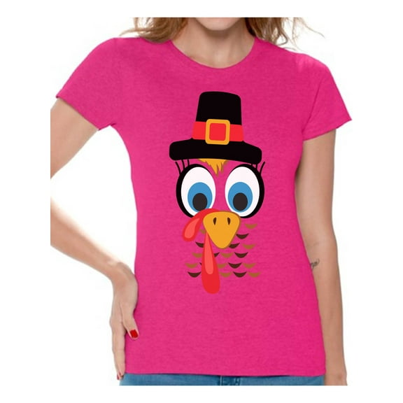 Awkward Styles Turkey Shirt for Women Thanksgiving Turkey Face T-Shirt