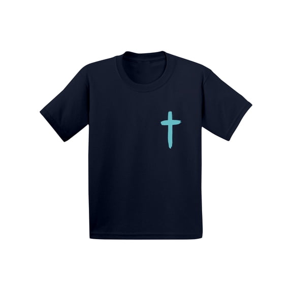 Awkward Styles Turquoise Cross Toddler Shirt Jesus Shirt for Kids Shirt for Boys Christian Cross Shirts for Girls Jesus T-Shirt for Children Christian Gifts Christ Clothes Cross T-Shirt for Toddlers
