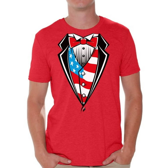 Awkward Styles Tuxedo American Flag T-shirt for Men 4th of July Shirts USA Flag Tee Shirt Tops USA Patriotic Tuxedo 4th of July Shirts for Men Independence Day Gift Fourth of July Tuxedo Shirt for Him