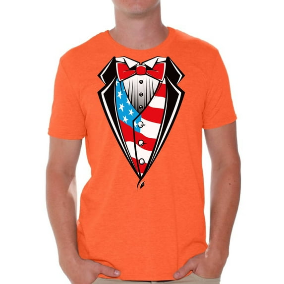 Awkward Styles Tuxedo American Flag T-shirt for Men 4th of July Shirts USA Flag Tee Shirt Tops USA Patriotic Tuxedo 4th of July Shirts for Men Independence Day Gift Fourth of July Tuxedo Shirt for Him