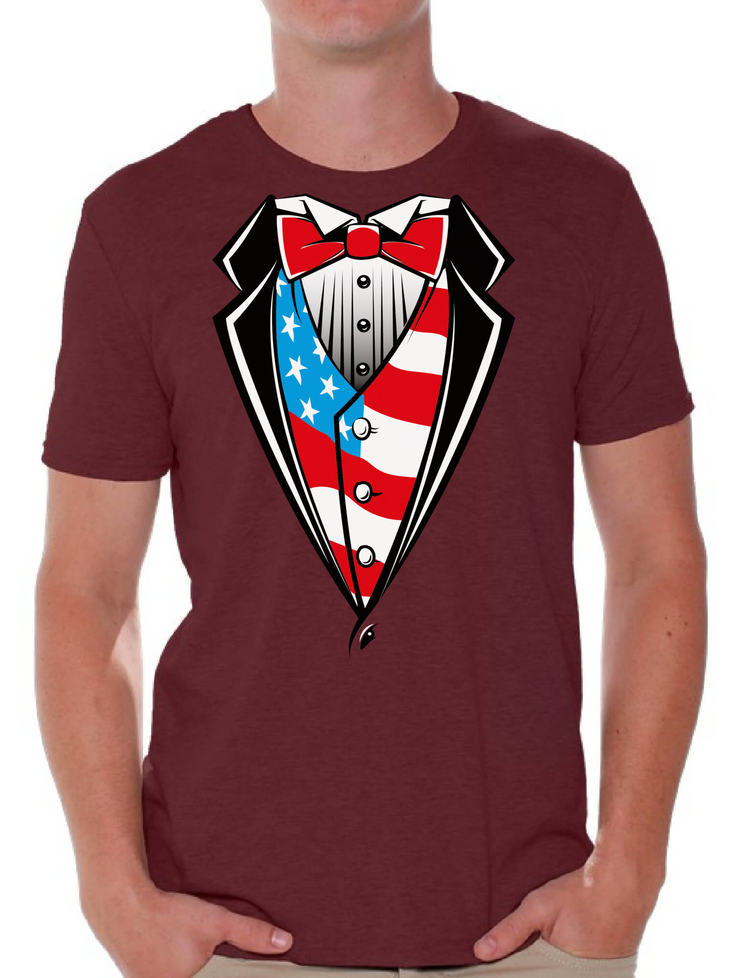 Awkward Styles Tuxedo American Flag T-shirt for Men 4th of July Shirts USA Flag Tee Shirt Tops USA Patriotic Tuxedo 4th of July Shirts for Men Independence Day Gift Fourth of July Tuxedo Shirt for Him - image 1 of 4