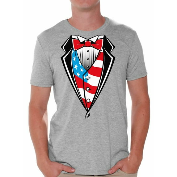 Awkward Styles Tuxedo American Flag T-shirt for Men 4th of July Shirts USA Flag Tee Shirt Tops USA Patriotic Tuxedo 4th of July Shirts for Men Independence Day Gift Fourth of July Tuxedo Shirt for Him