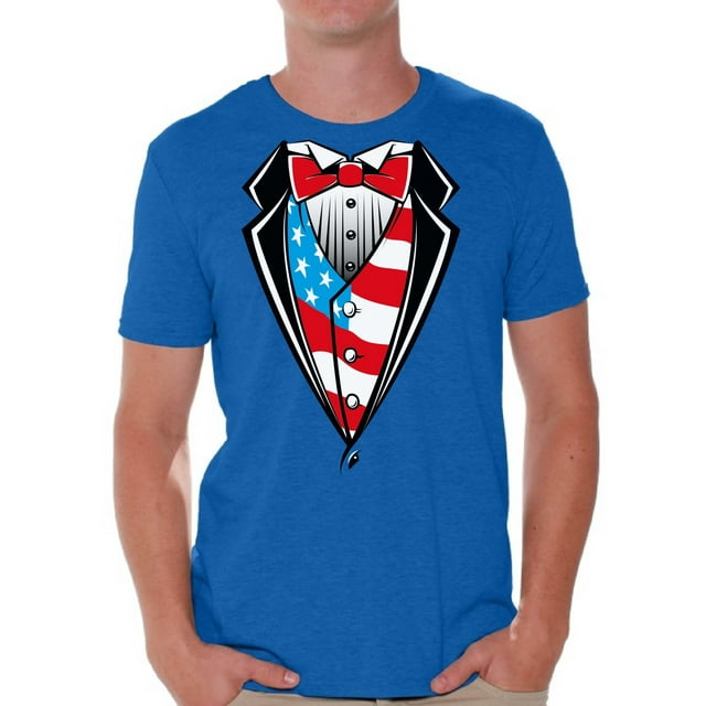 Awkward Styles Tuxedo American Flag T-shirt for Men 4th of July Shirts USA Flag Tee Shirt Tops USA Patriotic Tuxedo 4th of July Shirts for Men Independence Day Gift Fourth of July Tuxedo Shirt for Him