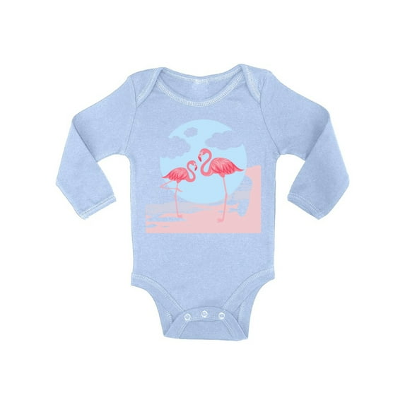 Awkward Styles Two Flamingos Baby Bodysuit Long Sleeve Pink Flamingo Romper for Boys Summer One Piece for Girls Pink Flamingo Romper for Children Nice Flamingo Gifts for Little One Summer Clothing