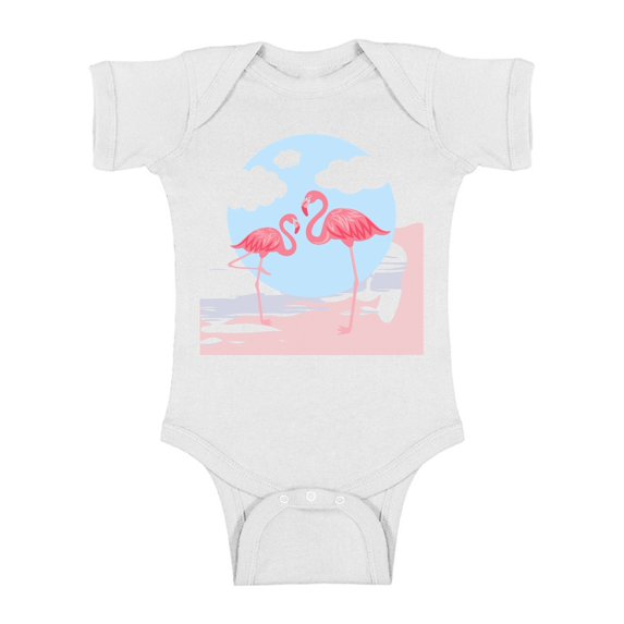 Awkward Styles Two Flamingos Baby Bodysuit Short Sleeve Pink Flamingo Romper for Boys Summer One Piece for Girls Pink Flamingo Romper for Children Flamingo Gifts for Little One Summer Clothing