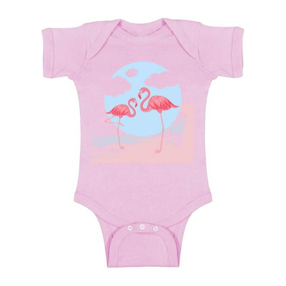 Awkward Styles Two Flamingos Baby Bodysuit Short Sleeve Pink Flamingo Romper for Boys Summer One Piece for Girls Pink Flamingo Romper for Children Flamingo Gifts for Little One Summer Clothing