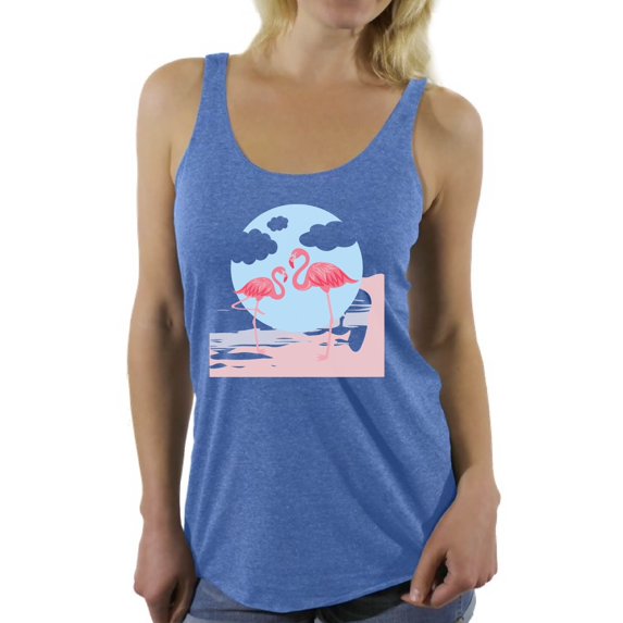 Awkward Styles Two Flamingos Racerback Tank Top T-Shirt for Her Flamingo Racerback Shirts Summer Clothes for Women Flamingo Tshirt for Ladies Summer Gifts Flamingo Shirts Beach Collection Cute Shirt