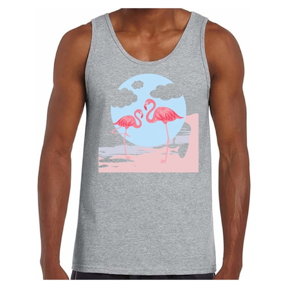 Awkward Styles Two Flamingos Shirts Beach Collection for Men Pink Flamingo Tank Top for Men Beach Shirts Summer Clothes for Men Flamingo Tank Top Pink Flamingo Tshirt for Men Pink Flamingo Gifts