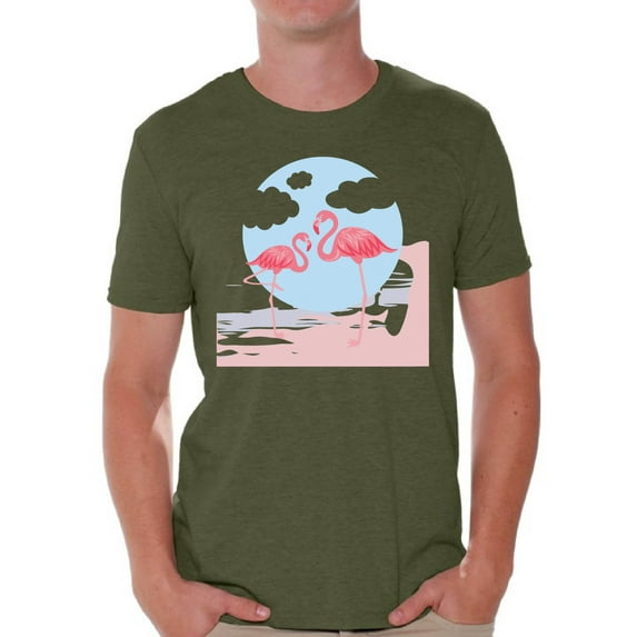 Awkward Styles Two Flamingos T Shirt for Men Summer Mens Shirts Pink Flamingo Clothes for Men Flamingo T-Shirt Beach Tshirt Pink Flamingo Gifts Flamingo Shirts Summer Clothing Collection for Men