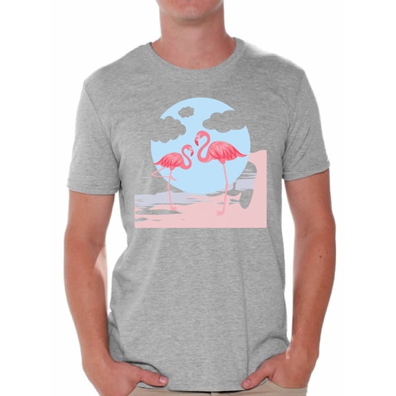 Awkward Styles Two Flamingos T Shirt for Men Summer Mens Shirts Pink Flamingo Clothes for Men Flamingo T-Shirt Beach Tshirt Pink Flamingo Gifts Flamingo Shirts Summer Clothing Collection for Men