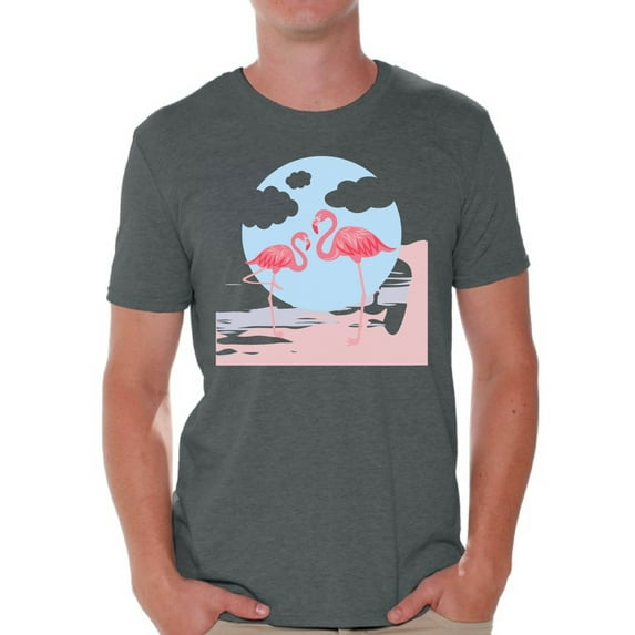 Awkward Styles Two Flamingos T Shirt for Men Summer Mens Shirts Pink Flamingo Clothes for Men Flamingo T-Shirt Beach Tshirt Pink Flamingo Gifts Flamingo Shirts Summer Clothing Collection for Men