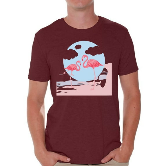 Awkward Styles Two Flamingos T Shirt for Men Summer Mens Shirts Pink Flamingo Clothes for Men Flamingo T-Shirt Beach Tshirt Pink Flamingo Gifts Flamingo Shirts Summer Clothing Collection for Men