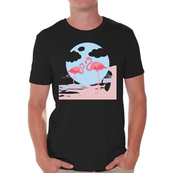 Awkward Styles Two Flamingos T Shirt for Men Summer Mens Shirts Pink Flamingo Clothes for Men Flamingo T-Shirt Beach Tshirt Pink Flamingo Gifts Flamingo Shirts Summer Clothing Collection for Men