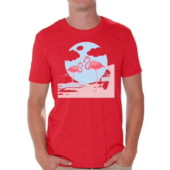 Awkward Styles Two Flamingos T Shirt for Men Summer Mens Shirts Pink Flamingo Clothes for Men Flamingo T-Shirt Beach Tshirt Pink Flamingo Gifts Flamingo Shirts Summer Clothing Collection for Men