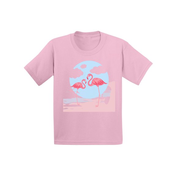 Awkward Styles Two Flamingos Toddler Shirt Cute Summer Shirt for Kids Pink Flamingo T Shirt for Boys Pink Flamingo Shirts for Girls Lovely Flamingo T-Shirt for Children Summer Gifts for Little One