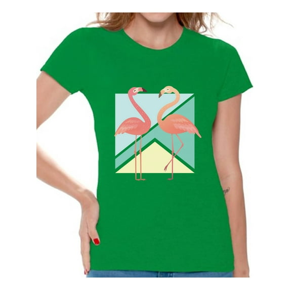 Awkward Styles Two Flamingos Tshirt for Women Pink Flamingos Shirt Summer Tshirt Flamingo Party Gifts for Her Flamingo Themed Party Flamingos Shirt Beach Gifts Beach T Shirt for Women