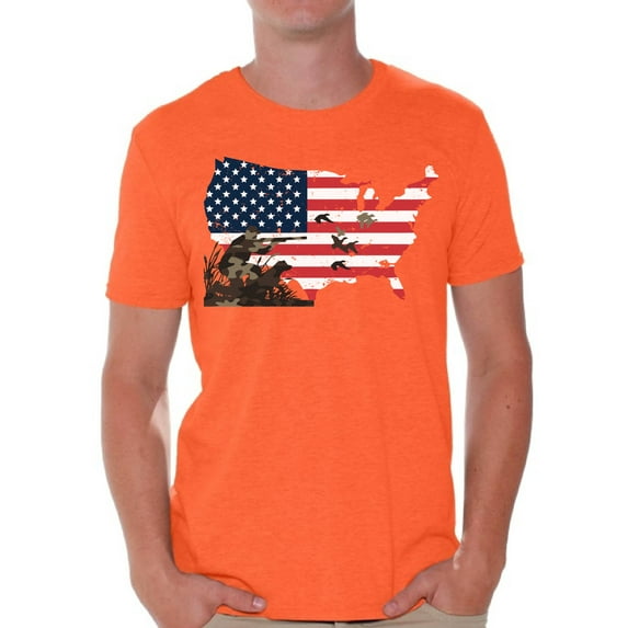 Awkward Styles US Flag Men's T Shirt Patriotic Clothes for Him Duck Hunt USA Shirt for Boyfriend Fowling T Shirt Hunting Lovers Gifts Hunter T Shirt for Dad I Love Hunting Shirt Men's Fashion