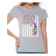 thumbnail image 1 of Awkward Styles USA Flag Autism Shirts for Women Autism Awareness Ribbon T-shirt American Flag Colorful Women's Tops Support Autism Awareness Tshirt for Women Autistic Spectrum Awareness Shirts, 1 of 4