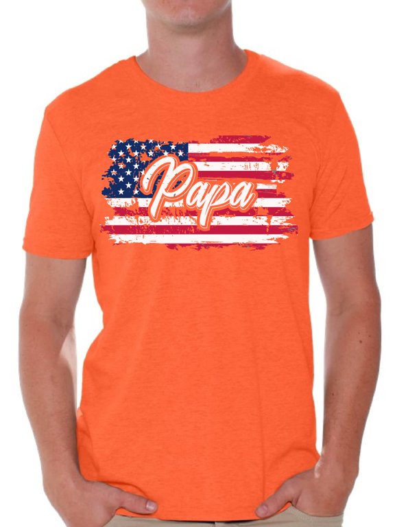 USA Flag Shirt for Men Papa Gifts Vintage Americna Flag T shirt for Papa I'm American Patriotic USA Papa Tshirt Red White and Blue 4th of July T-shirt for Dad Proud American
