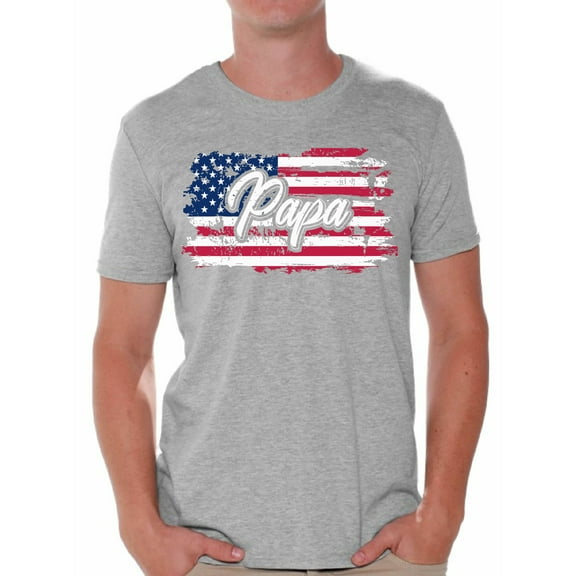 Awkward Styles USA Flag Shirt for Men Papa Gifts Vintage Americna Flag T shirt for Papa I'm American Patriotic USA Papa Tshirt Red White and Blue 4th of July T-shirt for Dad Proud American