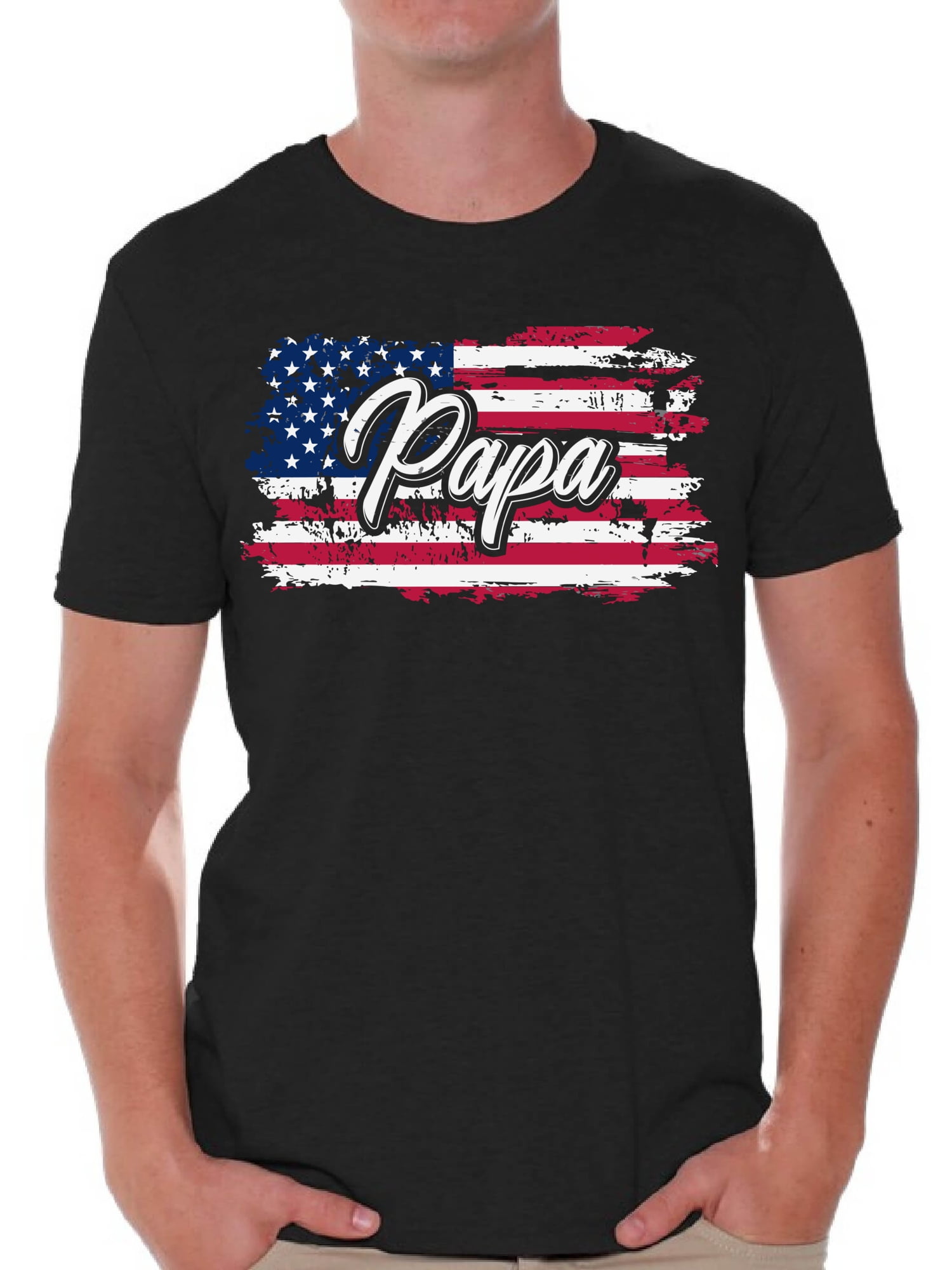 American Red PAPA Flag T-Shirt Father's Day Gift